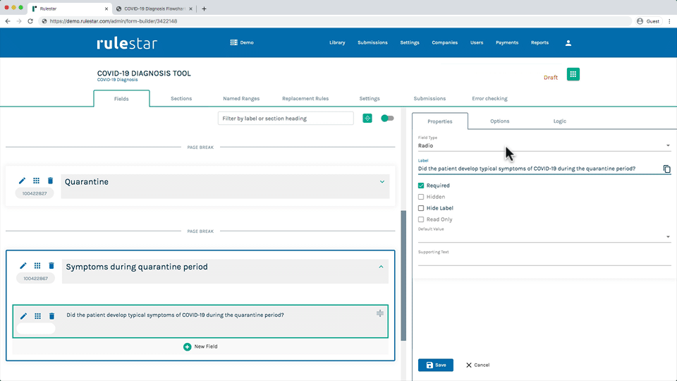 Applying an option set