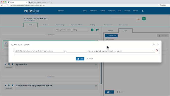Showing Optional Fields in Logic Builder