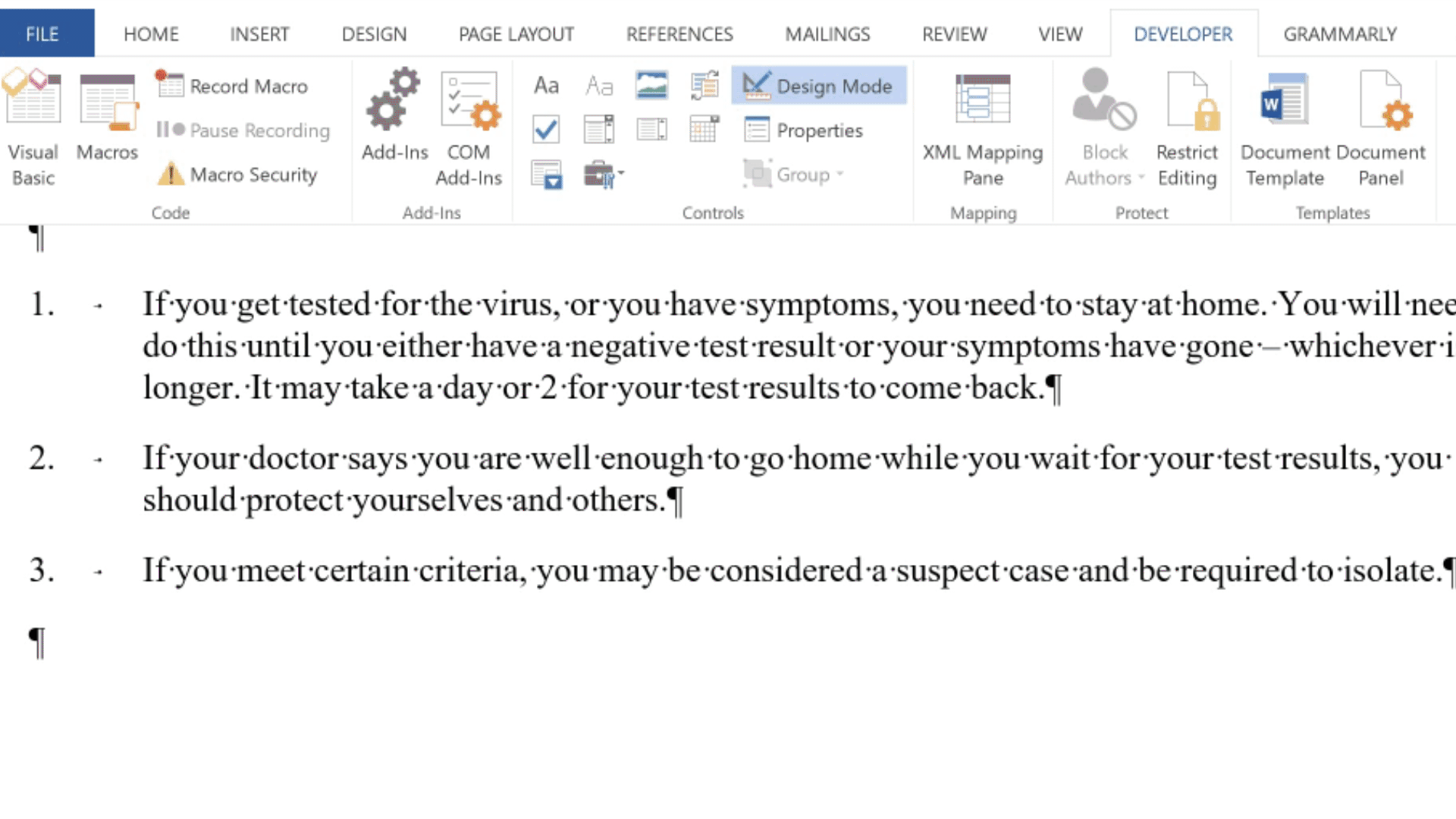 paragraph mark in