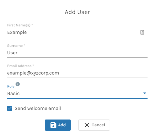 Add User dialogue